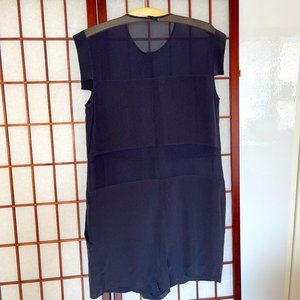 Dark blue T by Alexander Wang Silk Sheer Paneled Romper